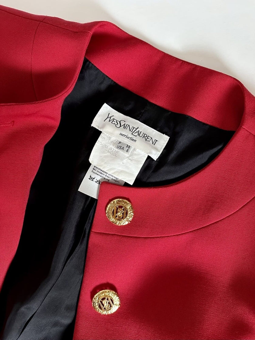 Blazer vintage Yves Saint Laurent Variation in rasato di lana rossa