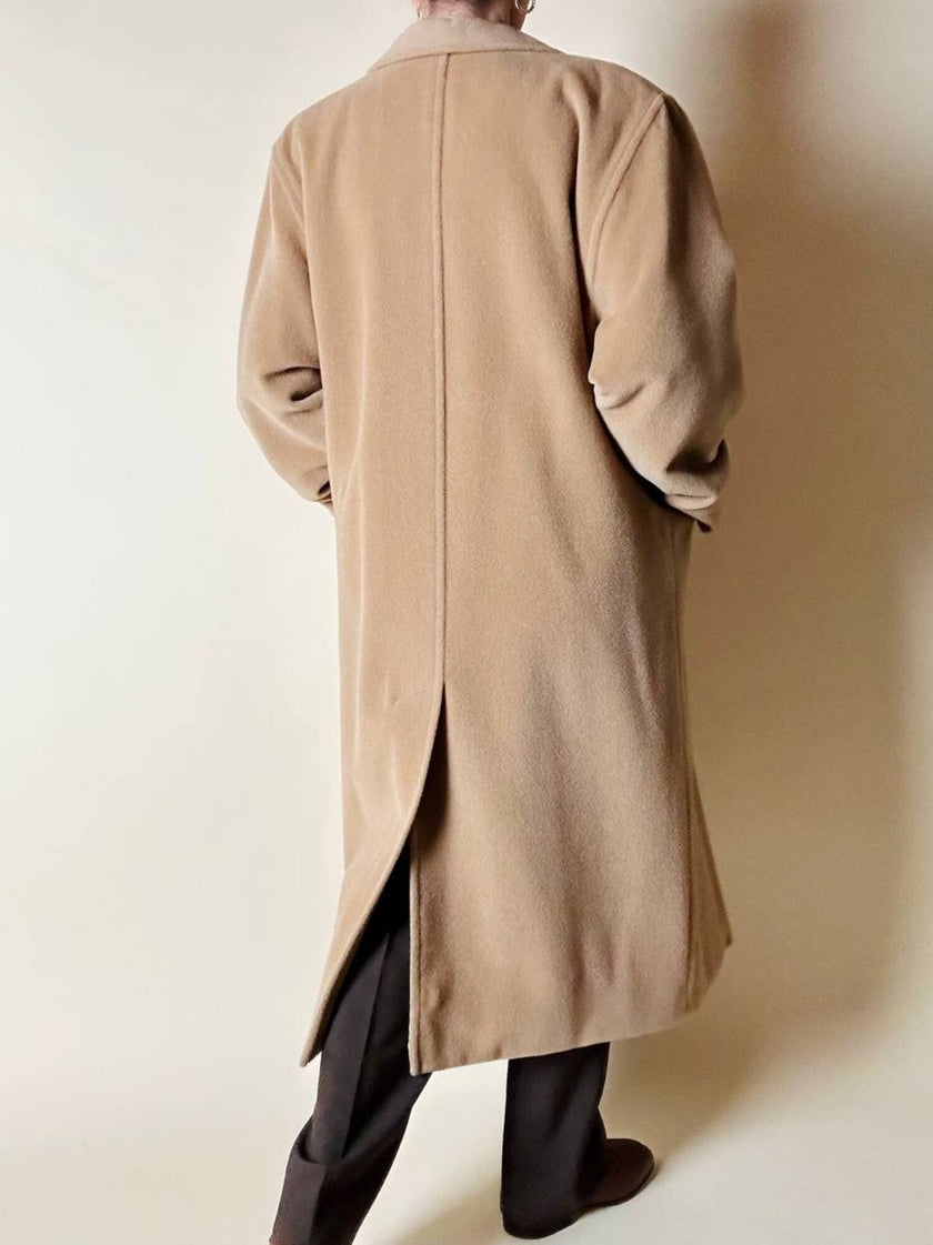 Cappotto doppiopetto Max Mara vintage in lana cammello chiaro