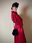Kimono rosso bordeaux in tessuto Jacquard