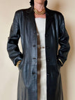 Cappotto lungo in pelle nera