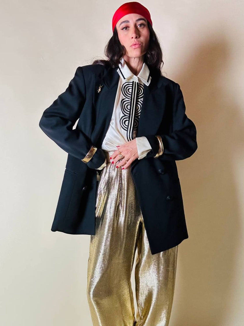 Blazer doppio petto nero con bottoni a spirale in cordino “Galanti”