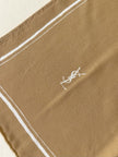 Foulard vintage Yves Saint Laurent in seta biscotto con profili e logo bianchi
