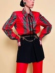 Camicia in taffetà di seta fantasia tartan 