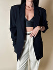 Blazer vintage oversize in rasato di lana nero Dani-Clear