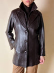 Dunkelbraune Vintage-Lederjacke mit integrierter Weste