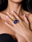 Anello Yves Saint Laurent Arty Ring con cabochon blu effetto Lapislazzuli