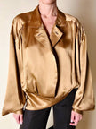 Blusa vintage Baila in seta bronzo con dettaglio gioiello nei polsi