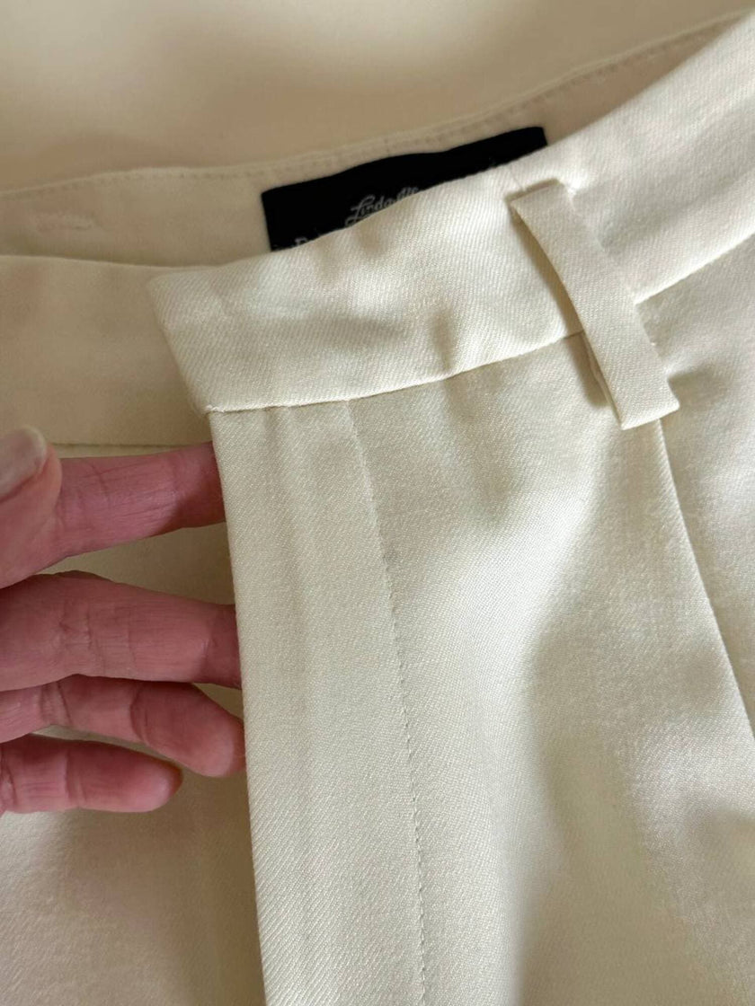 Pantalon vintage en laine et cachemire crème Ellen Tracy