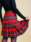 Minigonna a pieghe in lana e cachemire fantasia tartan