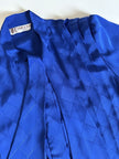 Camicia vintage Tricosa Paris in tessuto jacquard operato a losanghe bluette con nastro al collo