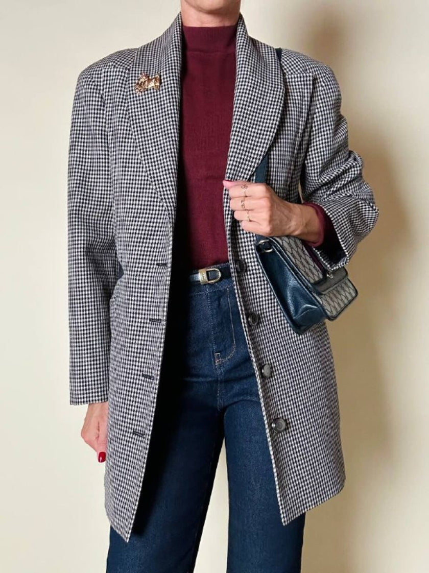 Blazer sciancrato in lana pied de poule “Rifat Ozbek”