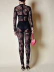 Jumpsuit con staffe in pizzo nero “La Perla”