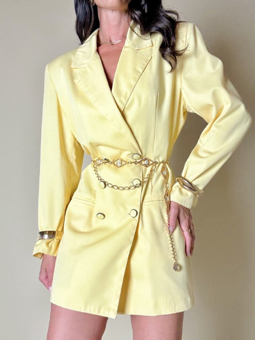 Blazer dress in rasato di lana giallo pastello