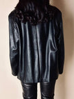 Giacca vintage in pelle nera con zip Michael Hoban North Beach Leather