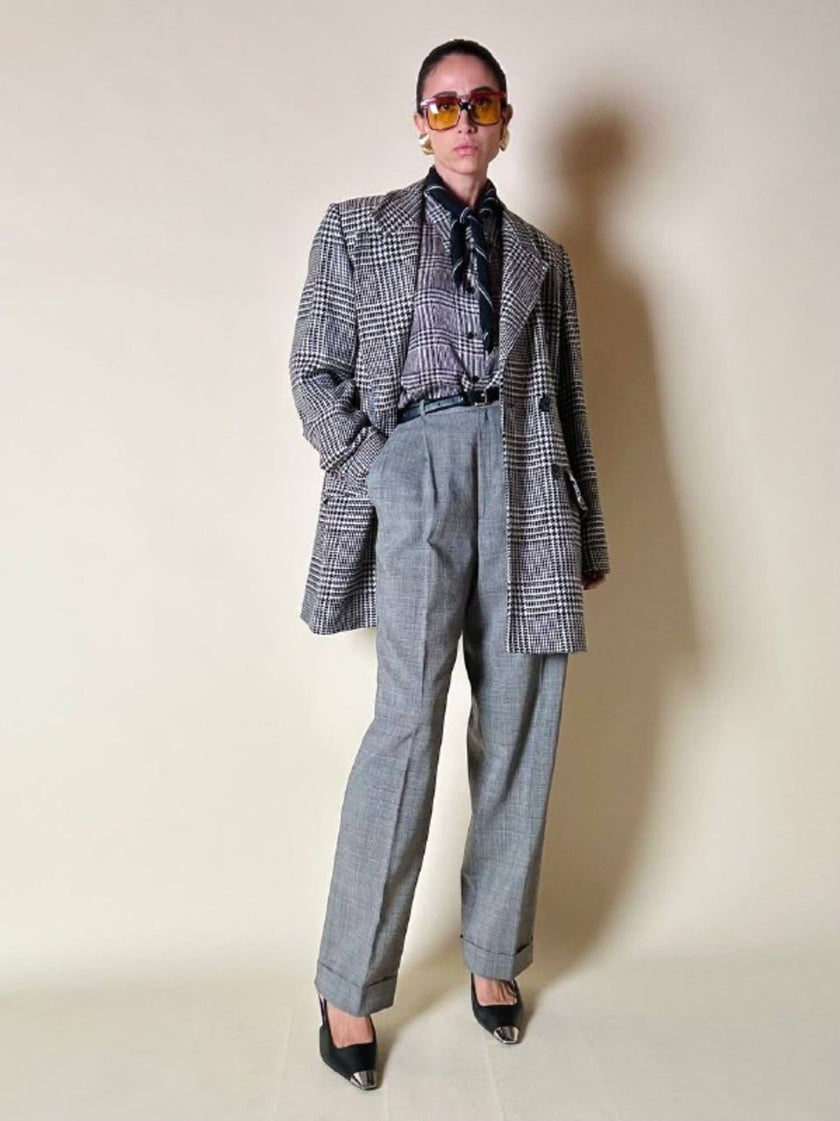 Blazer doppiopetto in lana principe di Galles “Yves Saint Laurent”