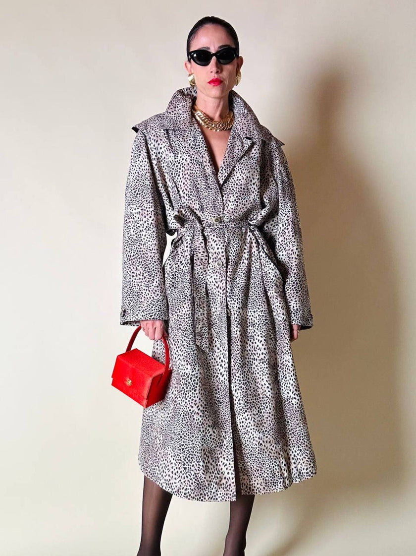 Trench oversize fantasia micro leopardo 
