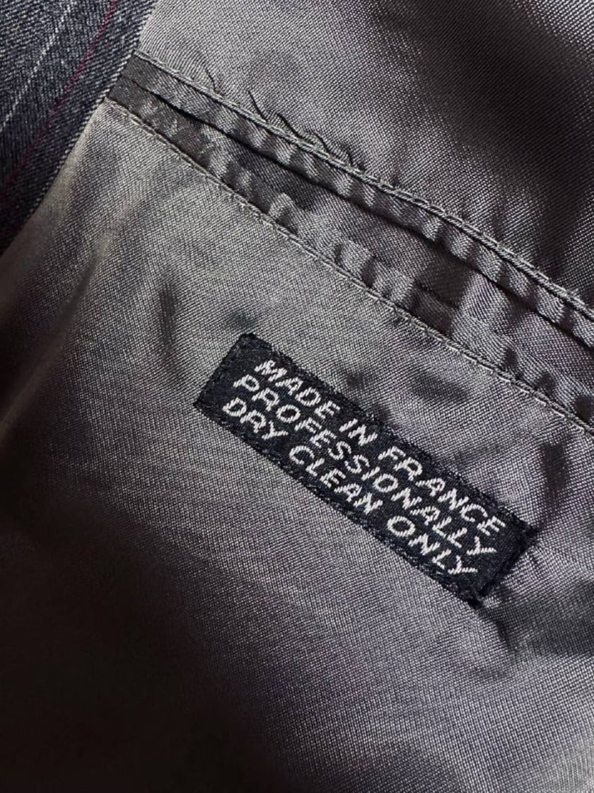 Tailleur gessato in lana grigio antracite “Yves Saint Laurent”