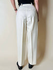 Pantalon vintage en laine et cachemire crème Ellen Tracy