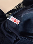 Body a manica lunga con scollo a cuore in lycra e pizzo nero “Faber”