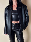 Giacca vintage in pelle nera con zip Michael Hoban North Beach Leather