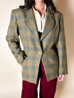 Blazer Yves Saint Laurent de lana con estampado de Príncipe de Gales verde y ocre