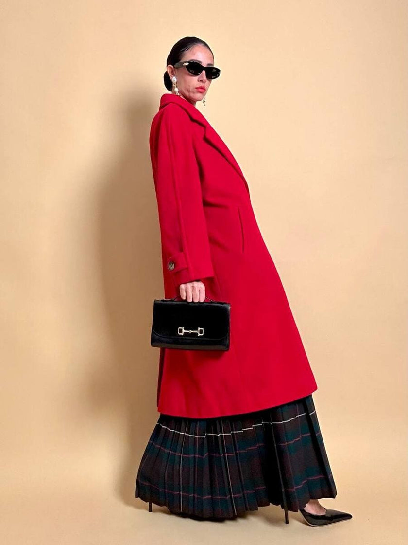 Cappotto in drap di lana rosso vivo