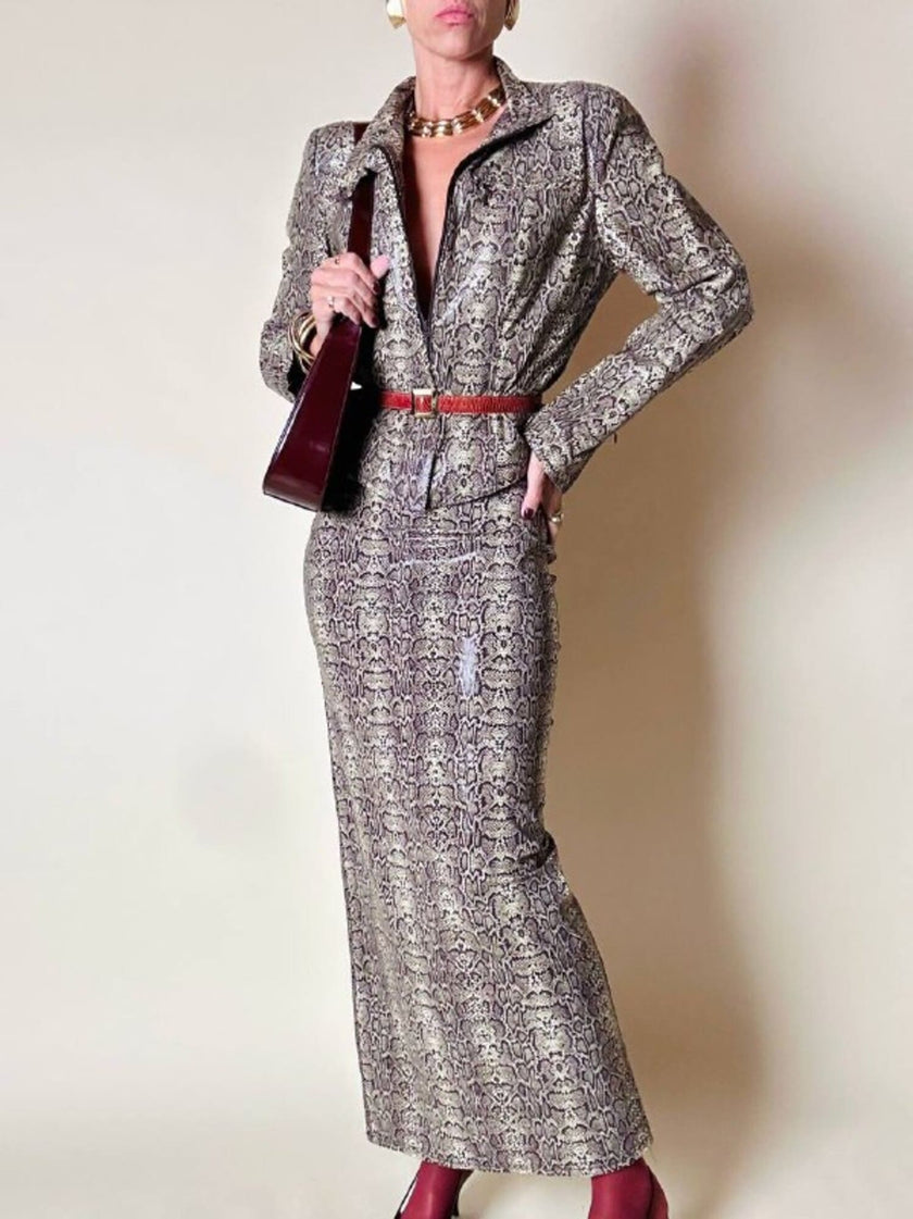 Ensemble Yvan & Marzia in tessuto stretch fantasia pitone
