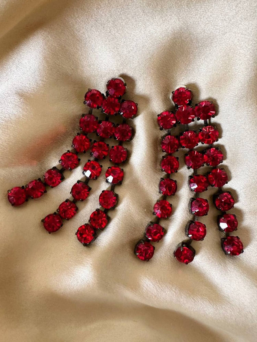 Maxi clip a fanges in cristalli rosso rubino