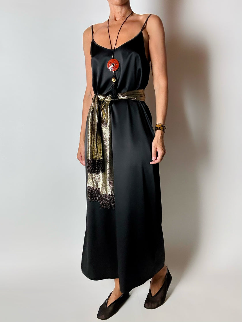 Slip dress Oscalito nero in raso di seta