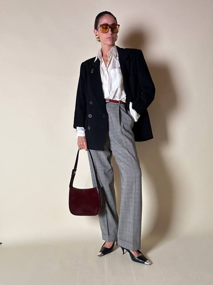 Blazer doppiopetto nero in pura lana “Yves Saint Laurent”