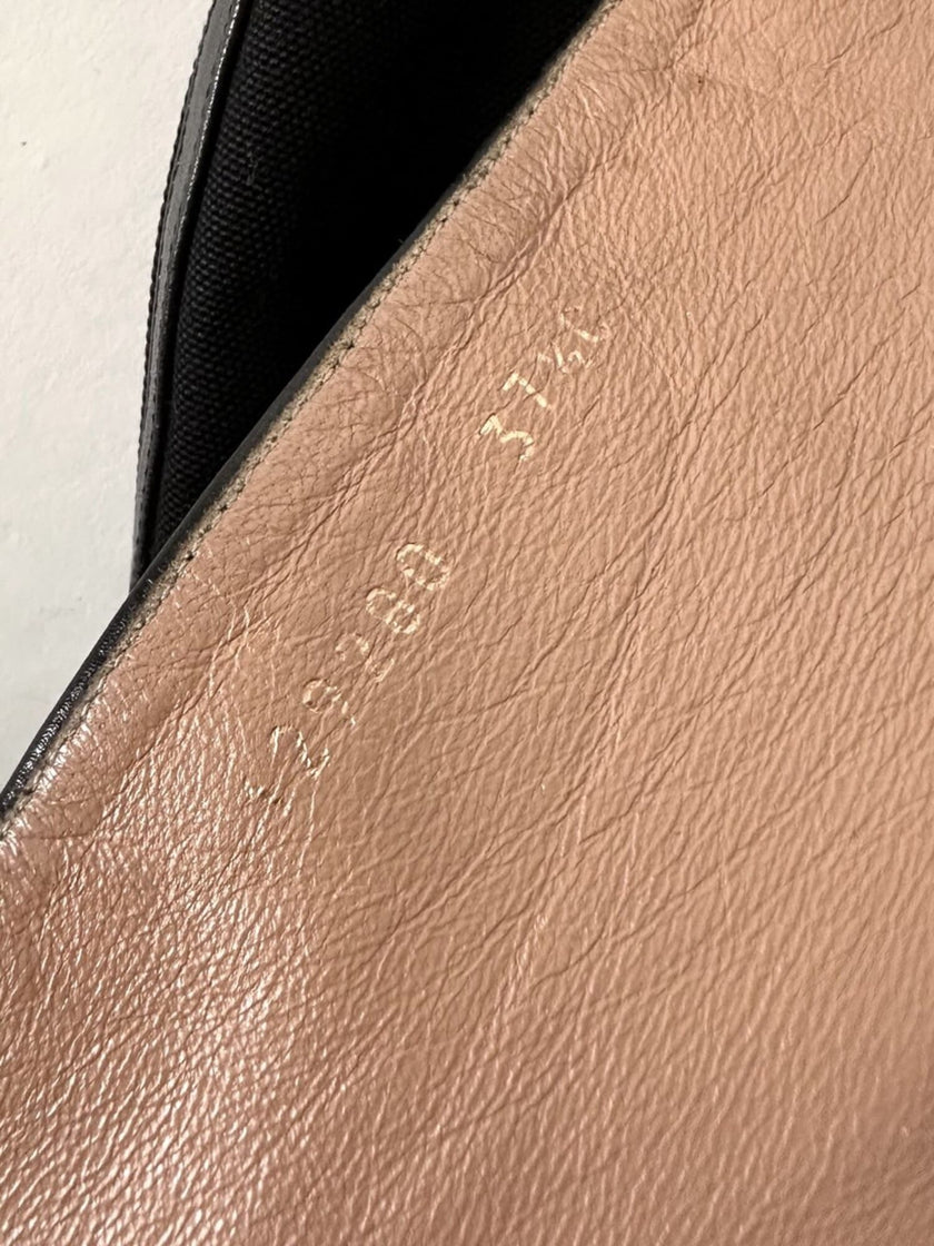 Stivali cuissard vintage Gucci in canvas nero  con zip posteriore e dettaglio bambù