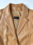 Vintage tan leather jacket with hand-stitched detailing by Claude Collections