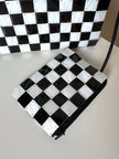 Vintage mother-of-pearl and horn handbag with checkered pattern and matching clutch