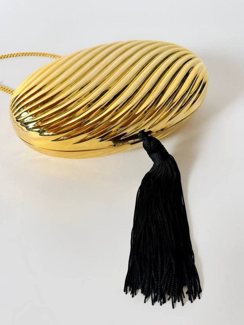 Vintage Schéilan Firenze jewel bag in twisted gold-tone metal with a couture tassel
