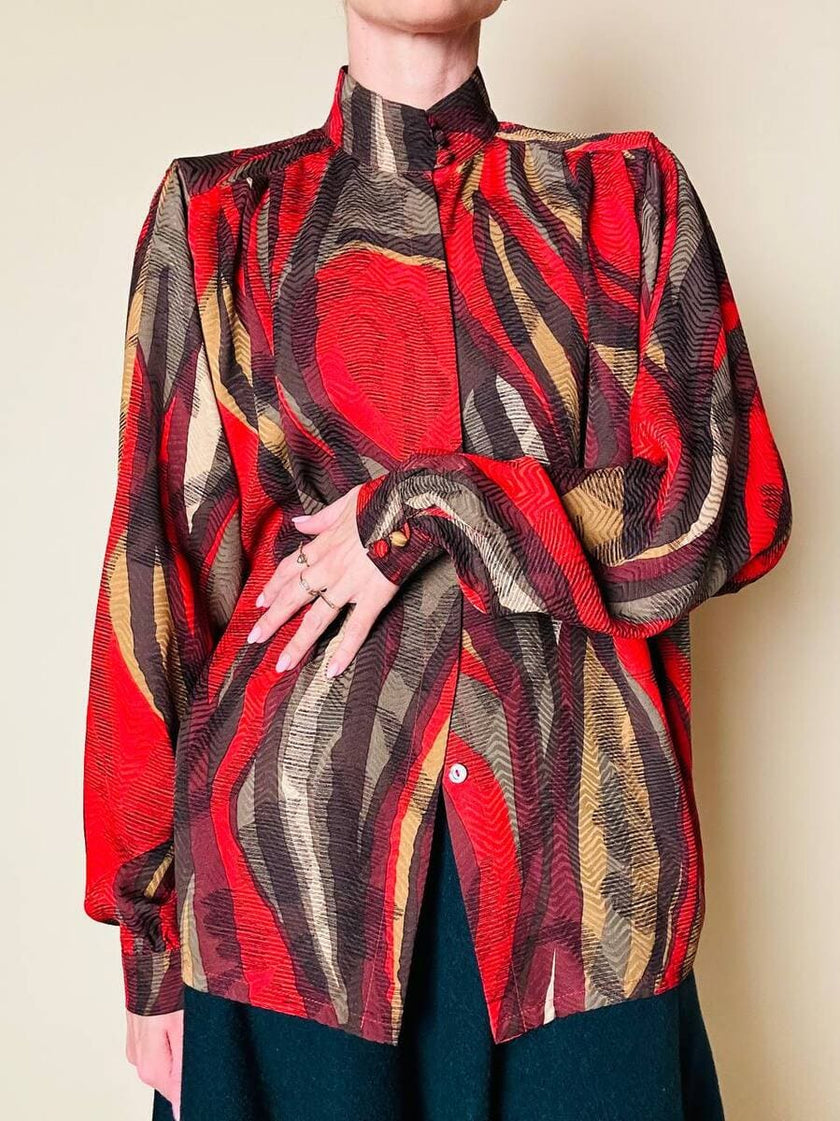 Camicia in seta Jaquard multicolor