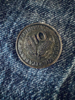 Camicia Fendissime in denim blu con bottoni  moneta da 10 lire
