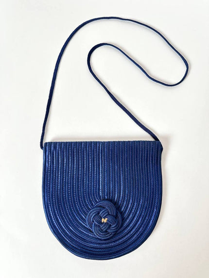 Borsa vintage Nina Ricci in passamaneria blu cobalto