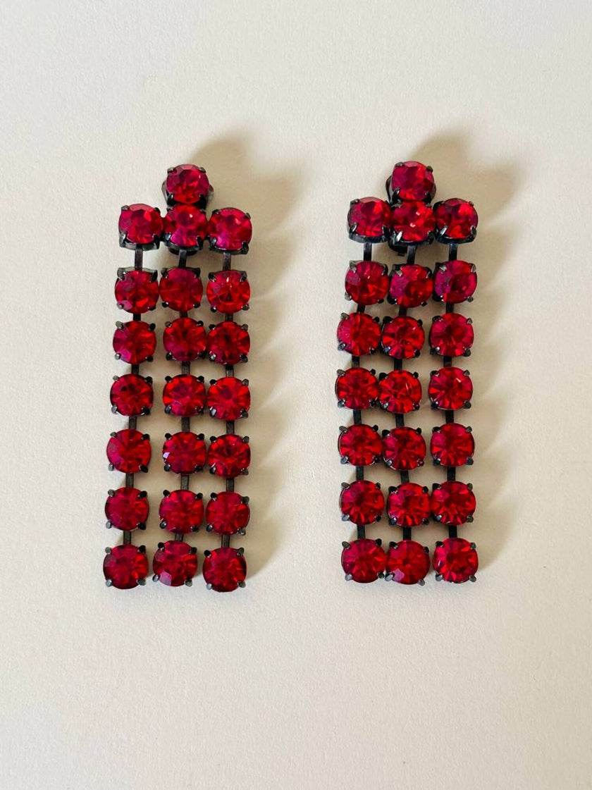 Maxi clip a fanges in cristalli rosso rubino