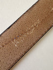 Cintura vintage Yves Saint Laurent in pelle bluette con fibbia gioiello dorata