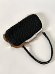 Borsa da sera vintage Art Déco in crochet  nero con montatura in metallo argentato