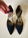 Scarpe in broccato nero con fibbie gioiello Yves Saint Laurent