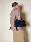 Borsa a mano in pelle blu notte