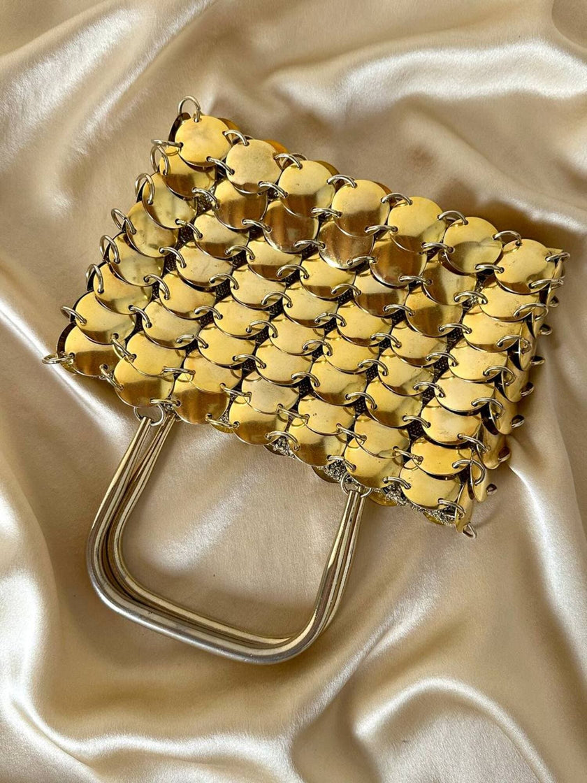 Mini bag gioiello a medaglie dorate