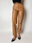 Vintage high-waisted tan leather trousers by Modissa