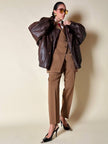 Bomber aviator in pelle color cioccolato “Laps”