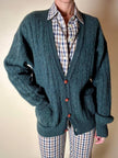 Cardigan Yves Saint Laurent in lana verde inglese con bottoni berlebeck