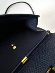 Borsa bandoulière vintage Yves Saint Laurent in tessuto plastificato e pelle blu notte