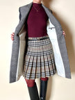 Cappotto Masscob in lana Principe di Galles con maniche spinate e finiture in pelle nera