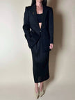 Blazer vintage State of Claude Montana in tessuto jacquard nero bacchettato