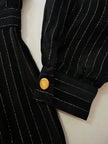 Jumpsuit vintage Yves Saint Laurent Rive Gauche nera con righe in lamé oro